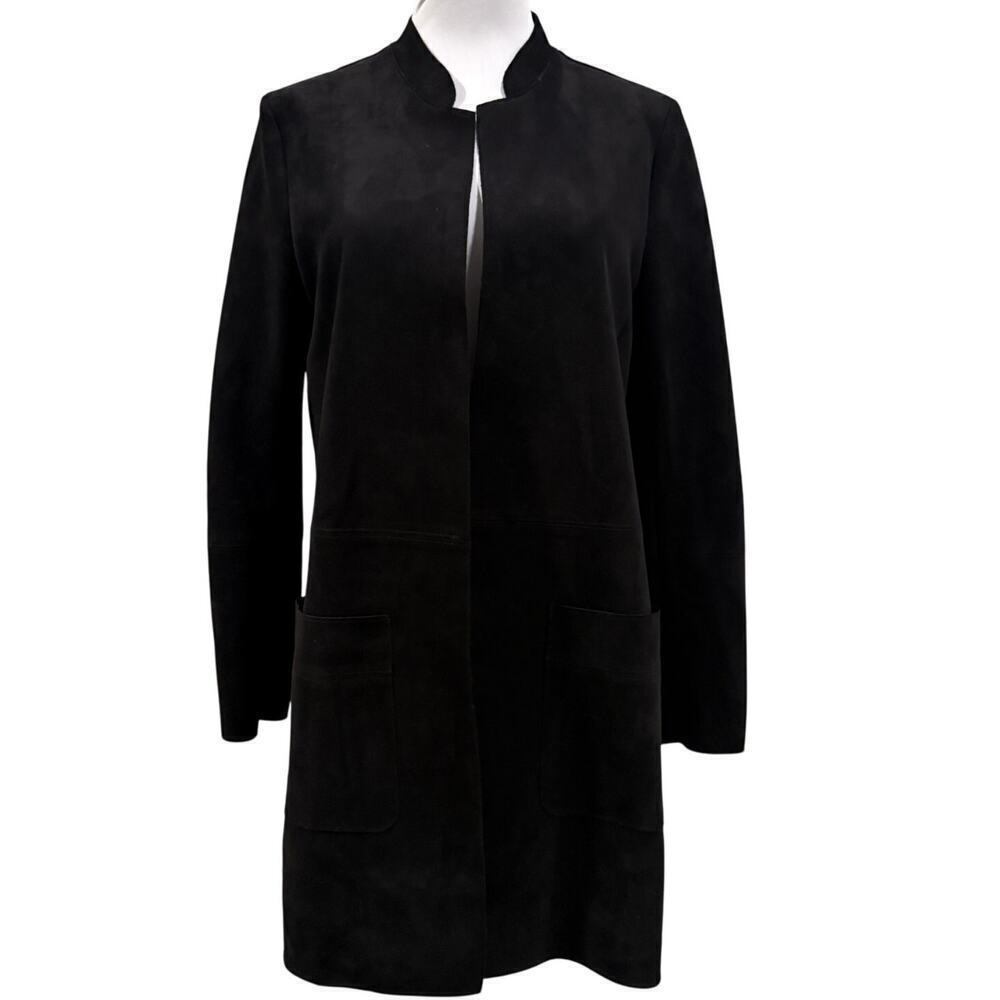 H&M Faux Suede Oversized Longline Coat XS Minimalist Sleek Chic Fall Winter